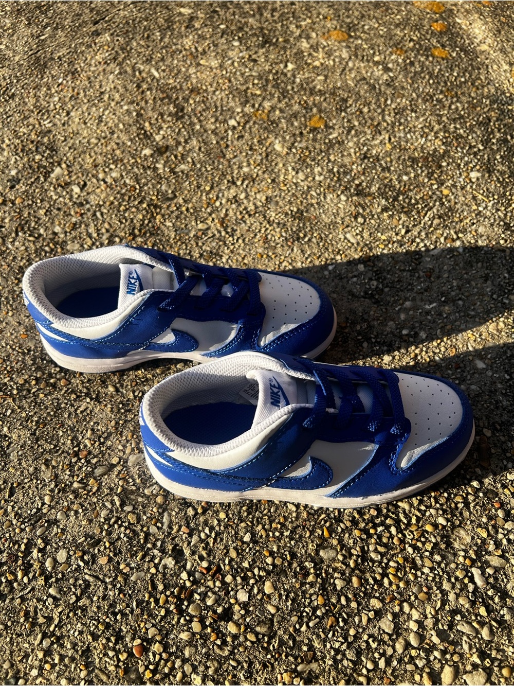 Toddler Nike Kids Dunks White and Royal Blue Low-Top Sneakers